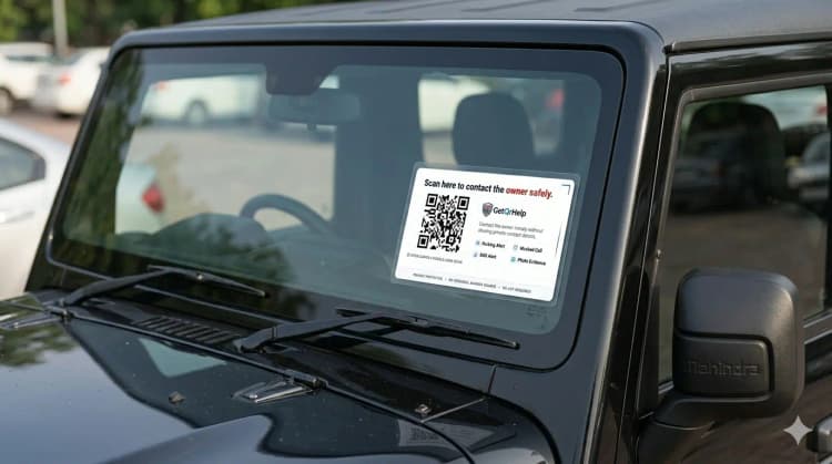 GetQrHelp windshield sticker placement on car