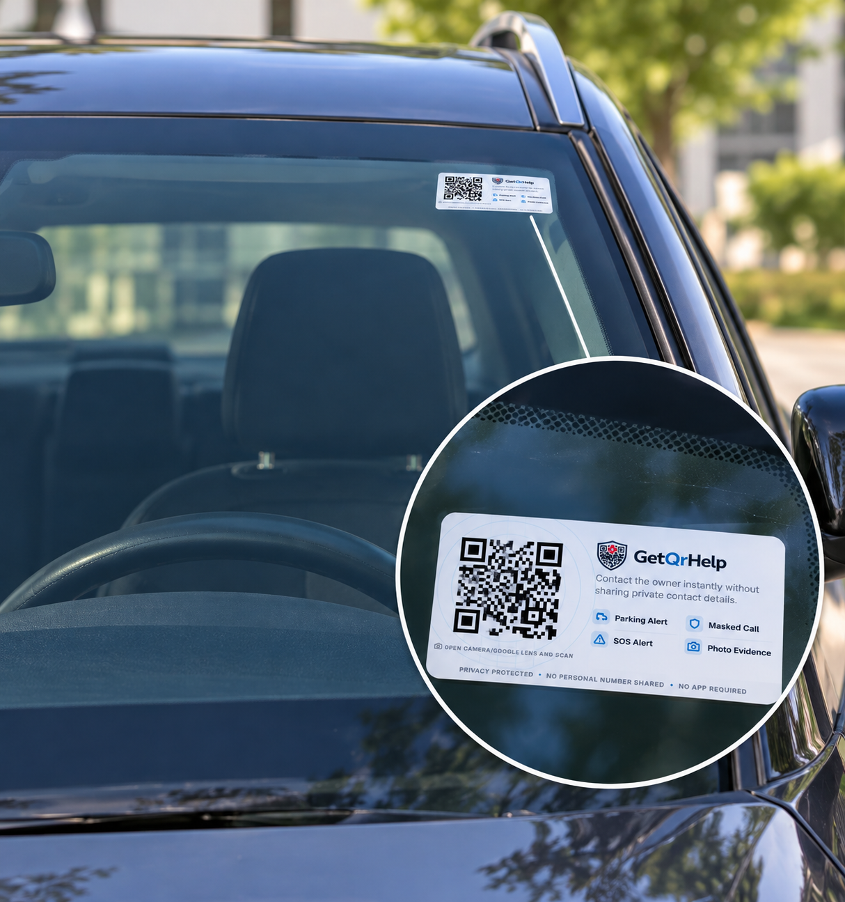 GetQrHelp smart vehicle safety tag product interface